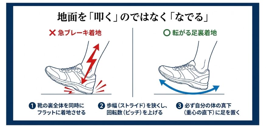 着地衝撃を分散させる「転がる足裏着地」のコツ