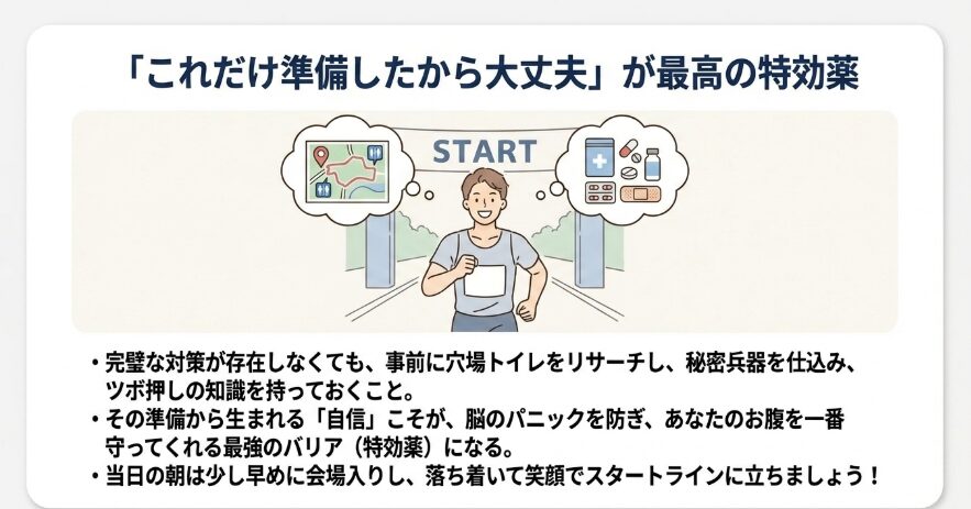 マラソン当日のトイレ問題、これで安心！