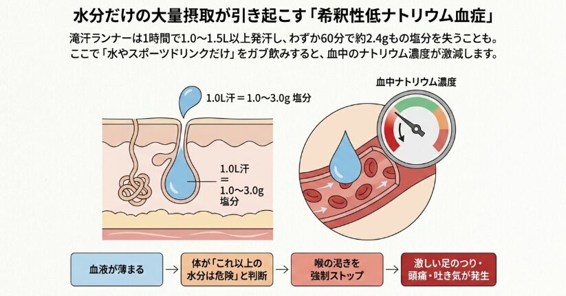 滝汗によって失われる水分と塩分のメカニズム