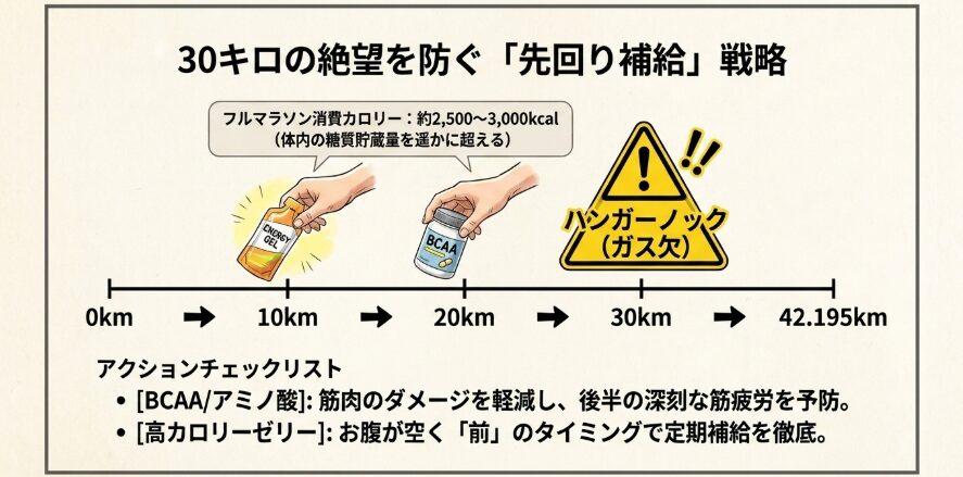 後半戦の失速を防ぐエネルギー補給アイテムの見直し