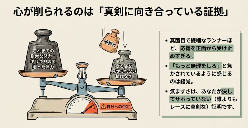 足が止まった時の「頑張れ」が心を削る理由