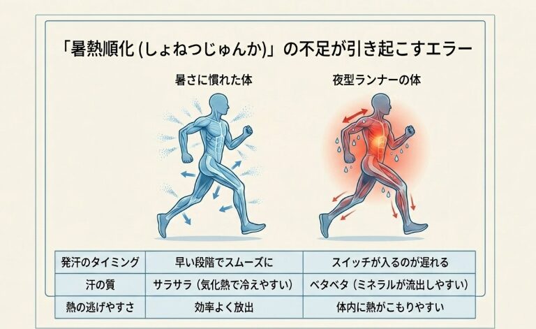 夜間練習メインのランナーが日中の暑さに弱い理由