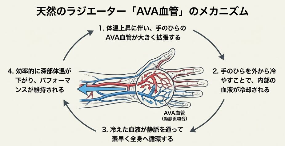 効率よく体温を下げるAVA血管の役割