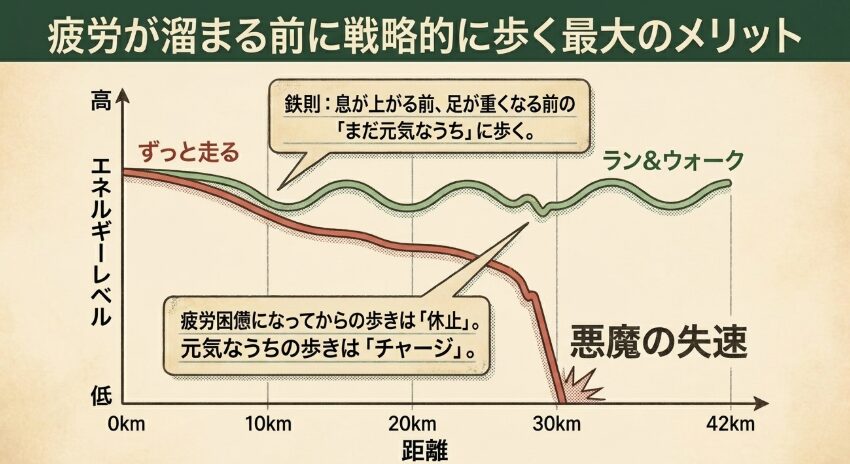 疲労が溜まる前に戦略的に歩くメリット