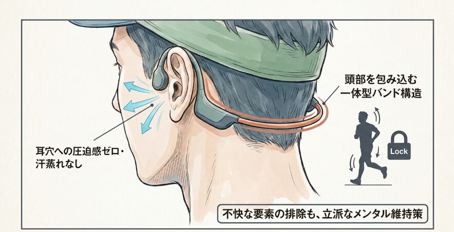 長時間の着用でも耳が痛くなりにくい構造