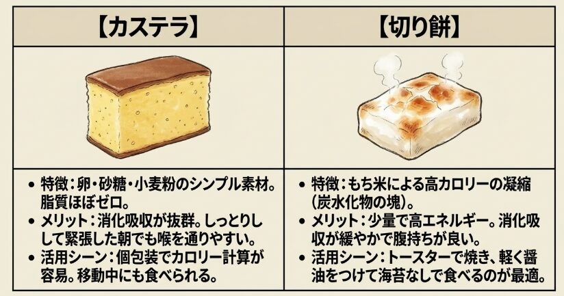消化吸収の優等生！カステラと切り餅の魅力