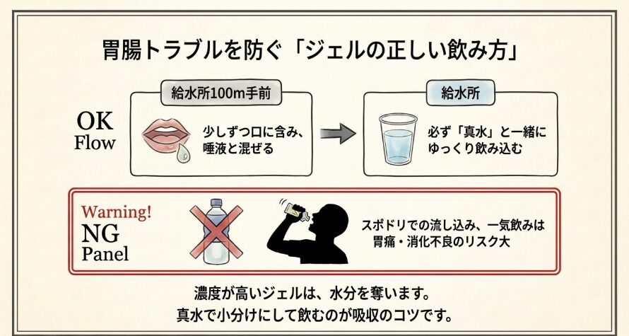 補給ジェルを効果的に摂取するための注意点