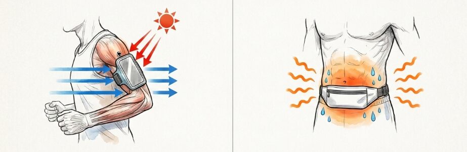 腕と腰のどちらが最適か比較する装着位置