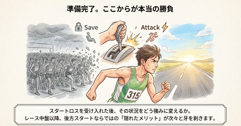 後方ブロックからの逆襲！レース後半で差をつける戦略