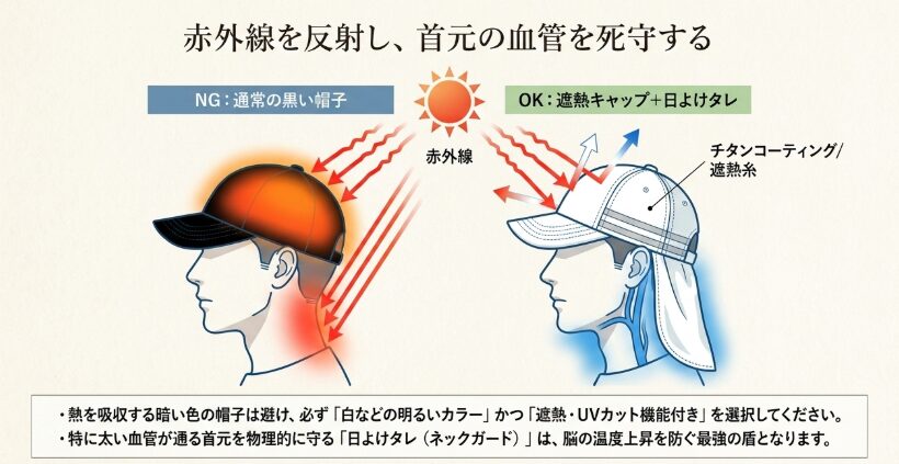 直射日光を遮る遮熱キャップの重要性