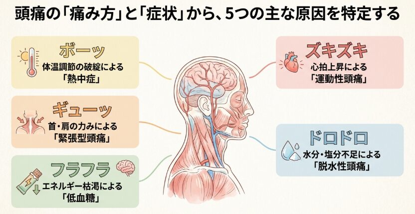 マラソンで頭痛が起きる主な原因と症状の特徴