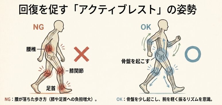 体の痛みを長引かせないための歩行戦略