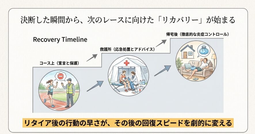 痛みを長引かせないためのリタイア後の対応手順