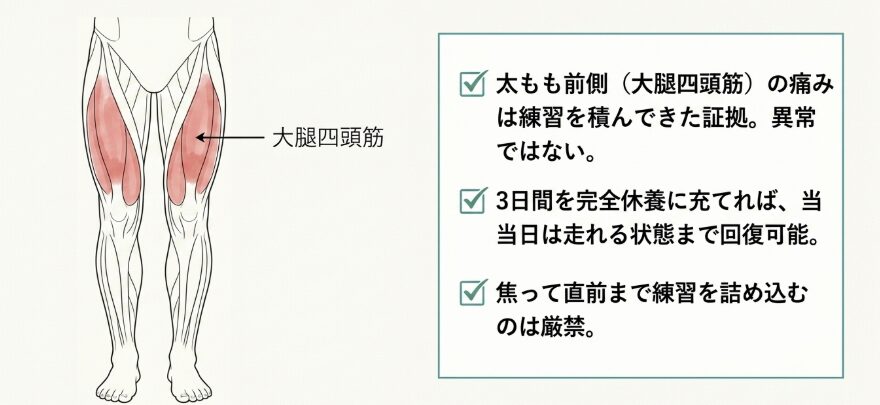 大会3日前の太ももの痛みは初心者ランナーに多い通過点