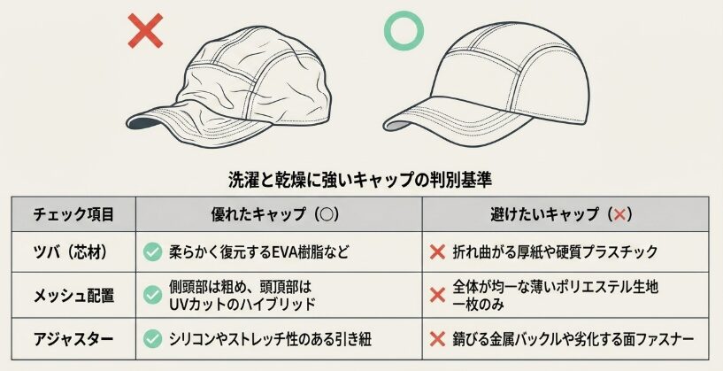 洗濯に強くてヘタらないランニングキャップの条件