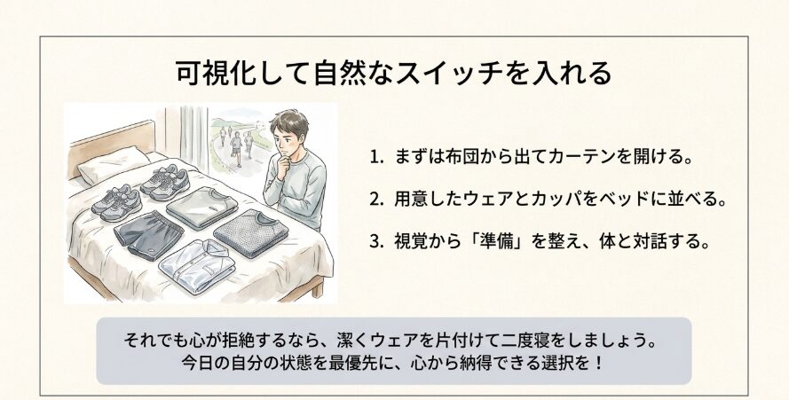 ウェアを並べて体と対話する最終確認