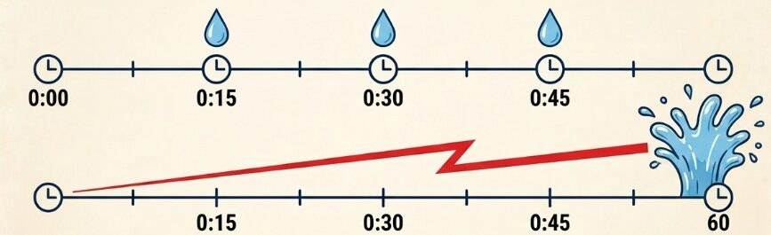 補給の頻度は15分から20分ごとが理想