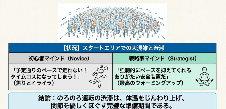 スタートエリアでの混雑を味方につけるマインド