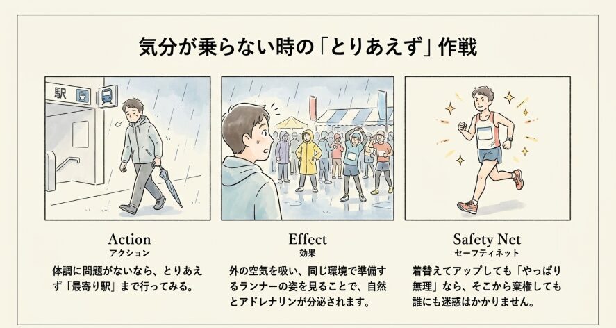会場へ向かう「とりあえず」の選択肢