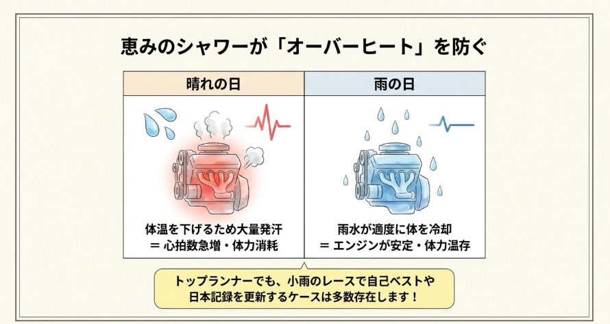 体温上昇を防ぎ自己ベストを狙いやすい環境