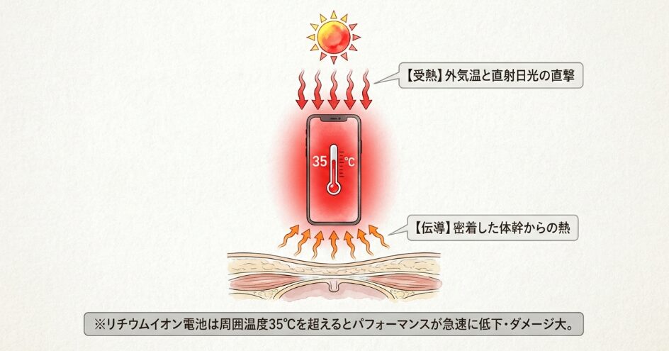 直射日光と体温がスマホの温度を上げる仕組み