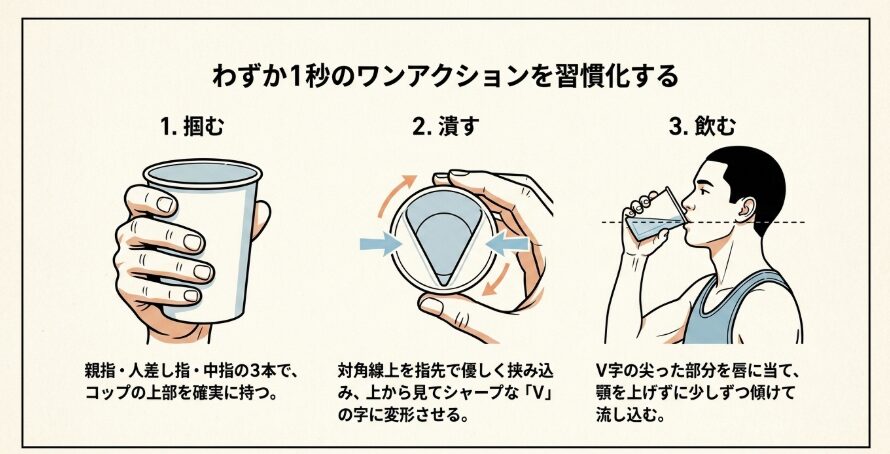 指で挟むだけの簡単V字持ちステップ