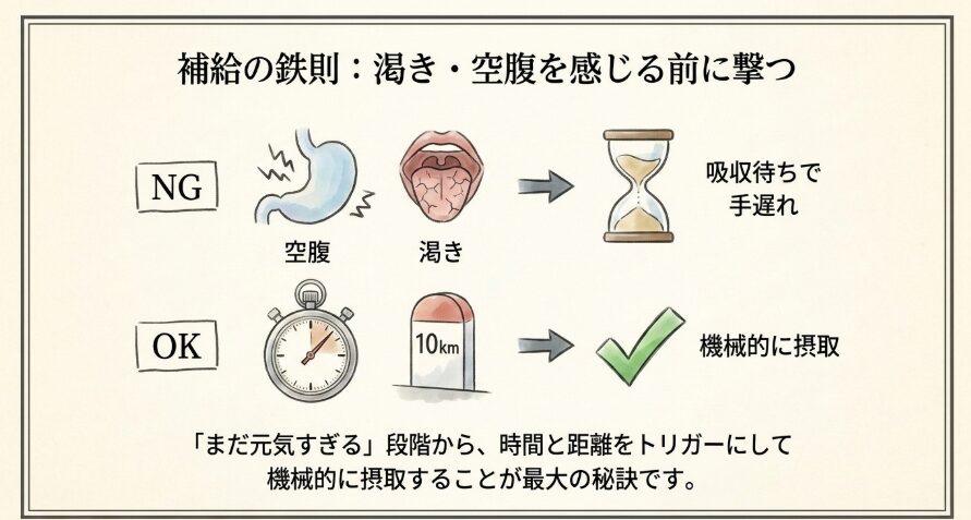 完走を現実にする10kmごとの補給タイムライン