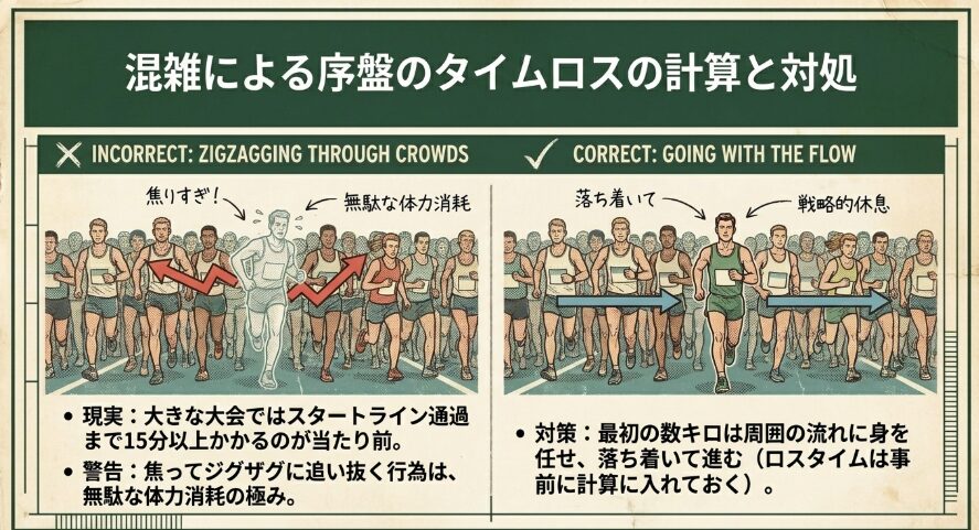 混雑による序盤のタイムロスの計算