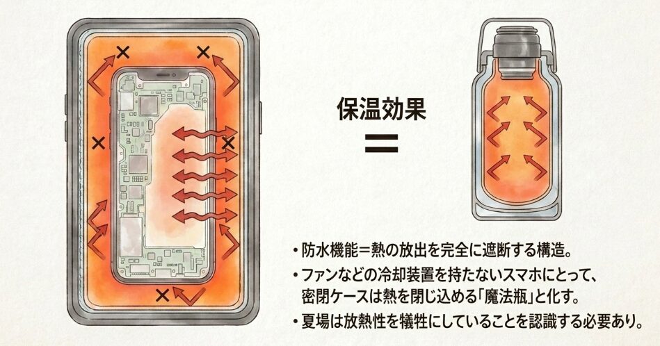 密閉性の高い防水ケースやカバーによる保温効果