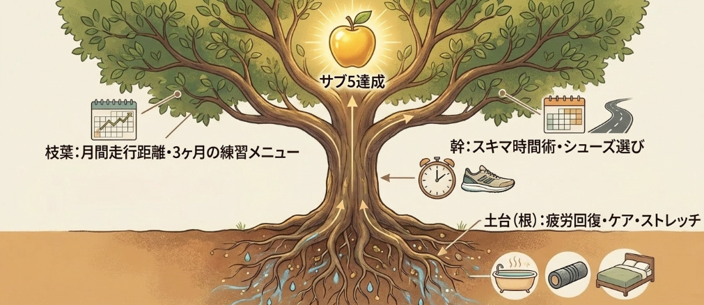 マラソンのサブ5達成に向けた練習とケア