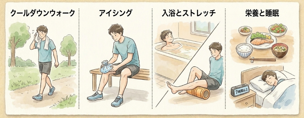 走った後の疲労を残さないセルフケアと休息法