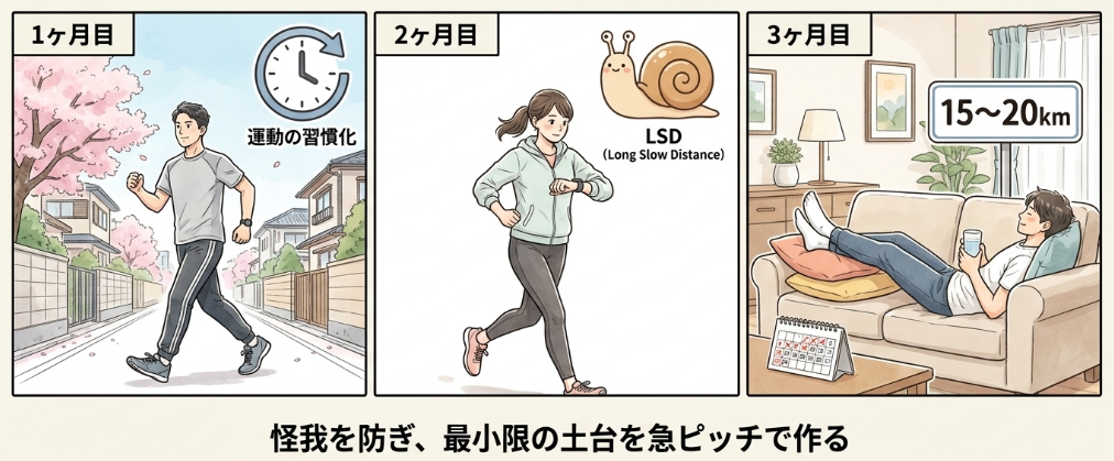 3ヶ月で完走を目指す短期集中練習メニュー