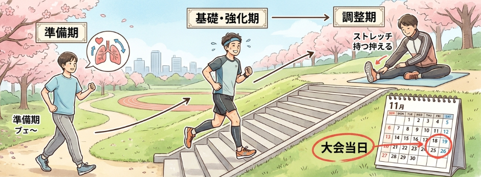 フルマラソン初心者の練習期間と全体像