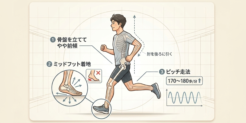 怪我を防ぎ楽に走るためのフォームのコツ