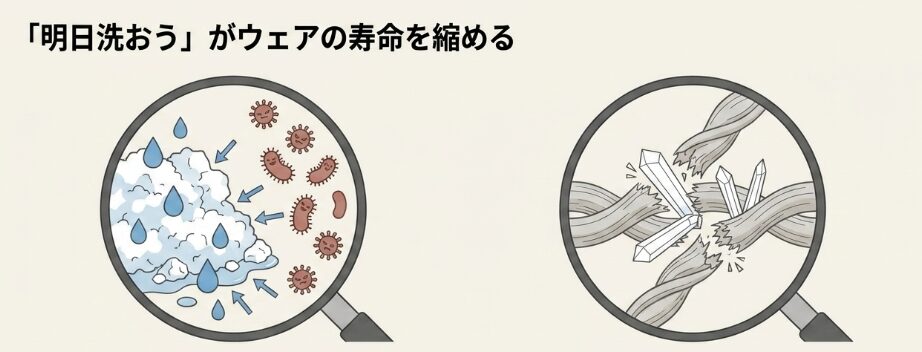 放置はNG!ウェアを傷める塩分の影響