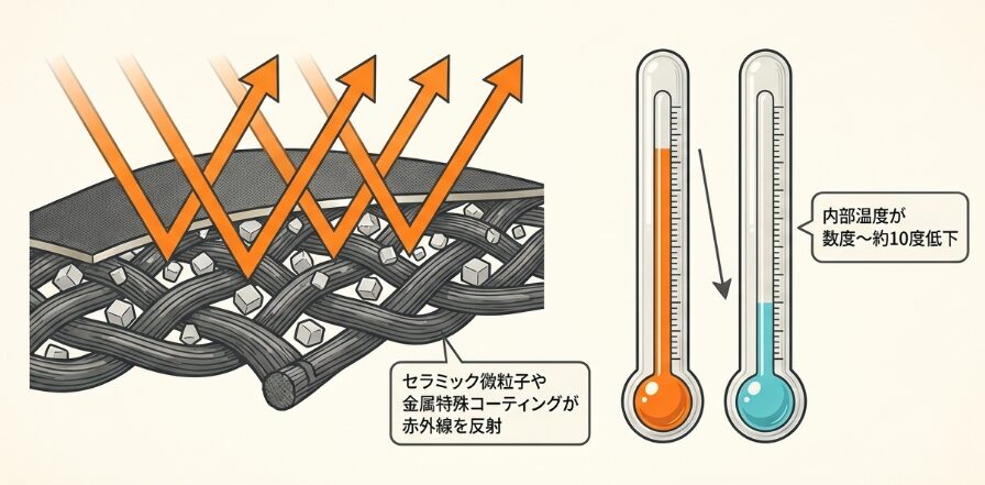 太陽光を反射して直射日光を防ぐ遮熱の原理