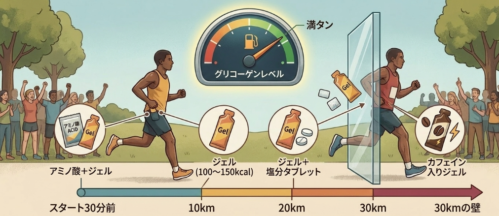 30キロの壁を越える補給食の選び方