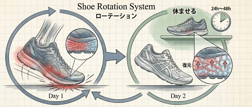 2足以上を交互に履くローテーション