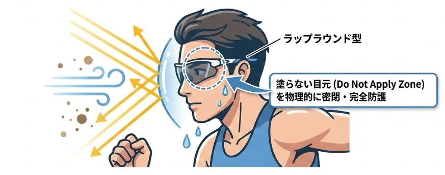 サングラスを着用して物理的に紫外線をカット