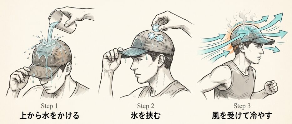 走行中の水分補給とキャップ冷やしテクニック