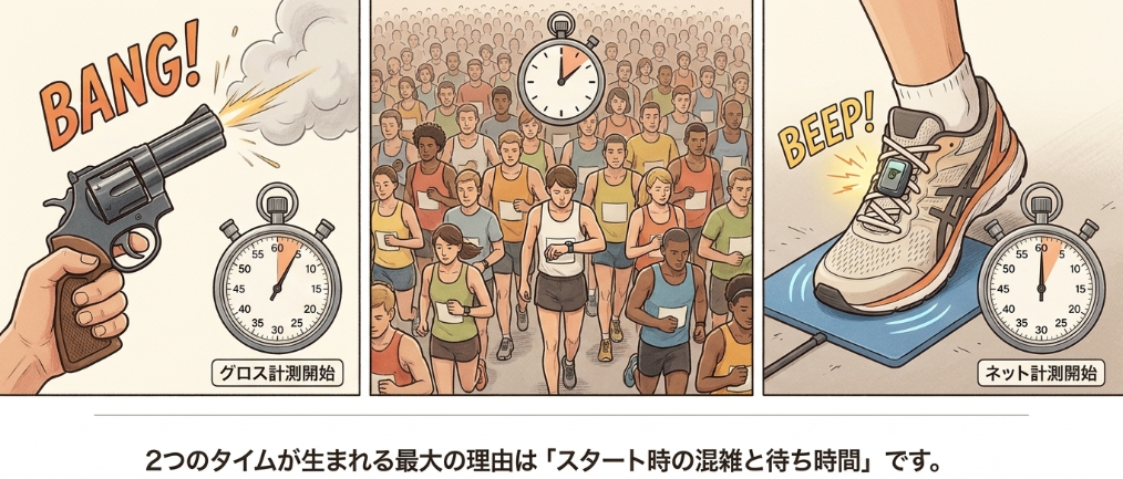 スタートラインを越える時間の差