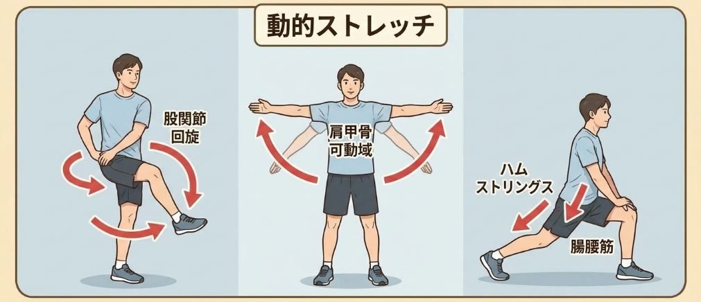 怪我を防ぐ動的ストレッチと準備運動