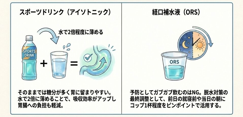 経口補水液やスポーツドリンクの上手な活用法
