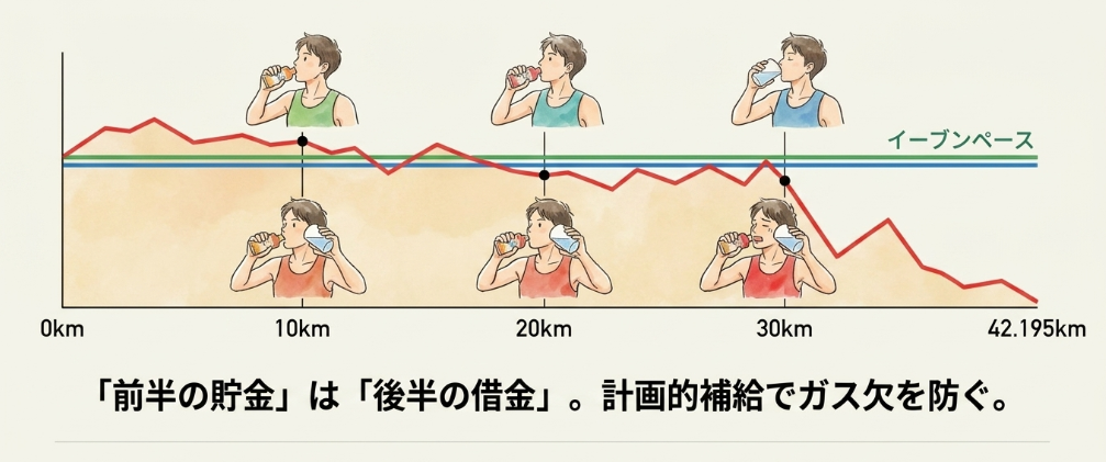 30kmの壁を超える補給とペース配分