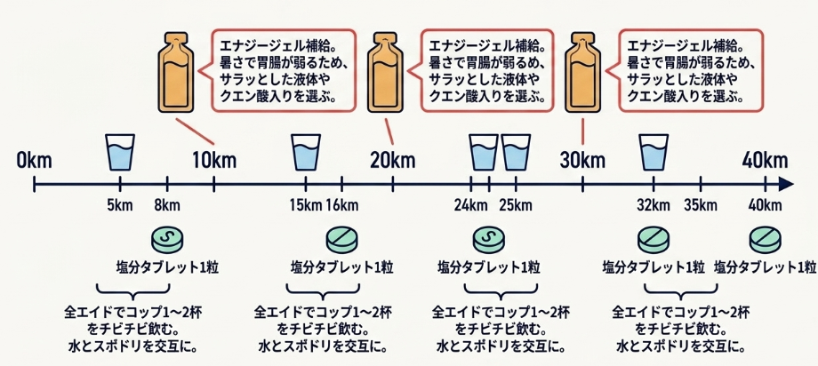 暑さに合わせた補給食と給水計画の立て方