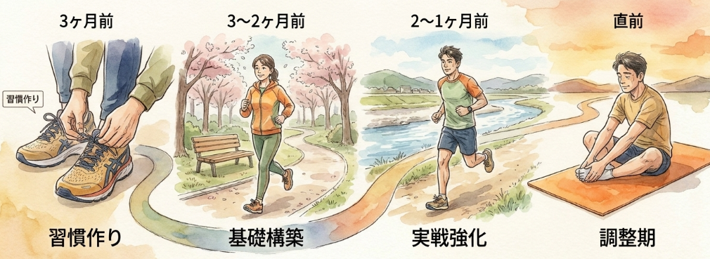 本番3か月前からの距離目安