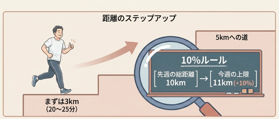 マラソン初心者の3kmタイムとステップアップ