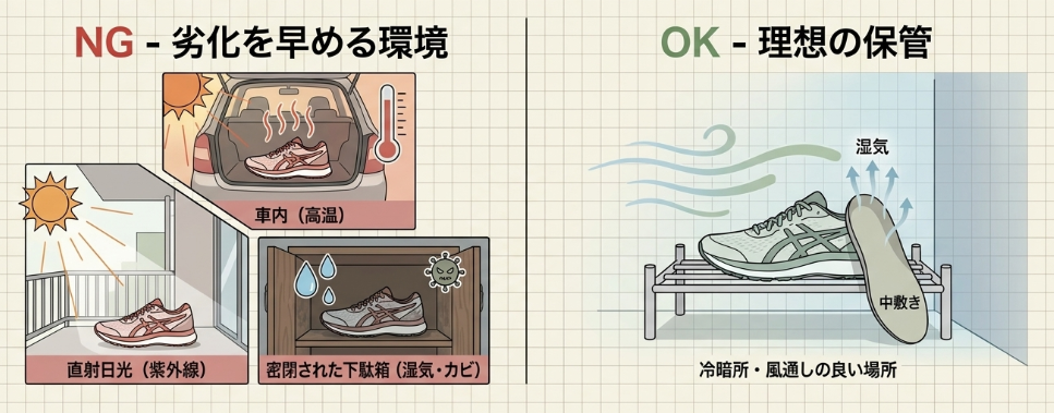 直射日光を避ける正しい保管場所