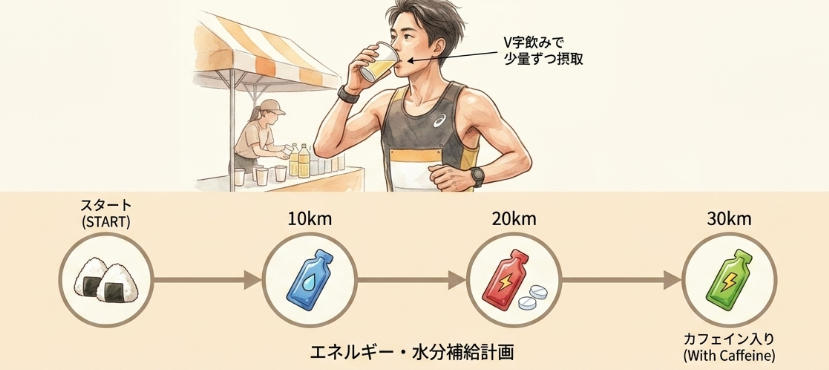 30kmの壁を突破するエネルギー補給と水分戦略