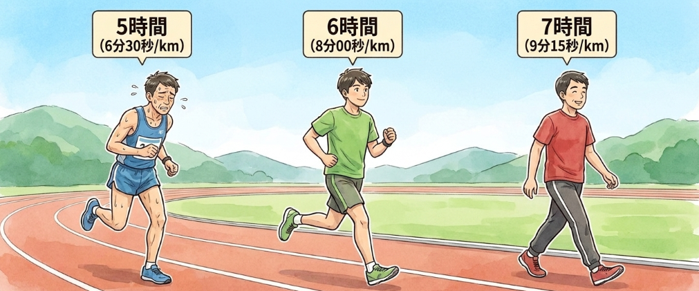 目標時間ごとのペース配分と必要走力